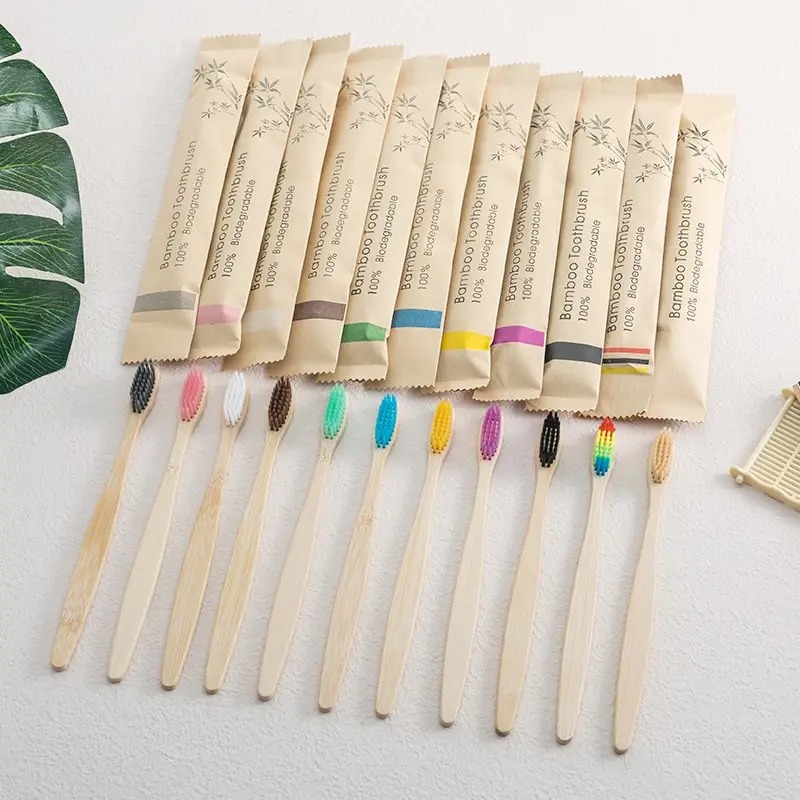 Bamboo Toothbrush - 10팩 천연 대나무 칫솔 친환경 가족
