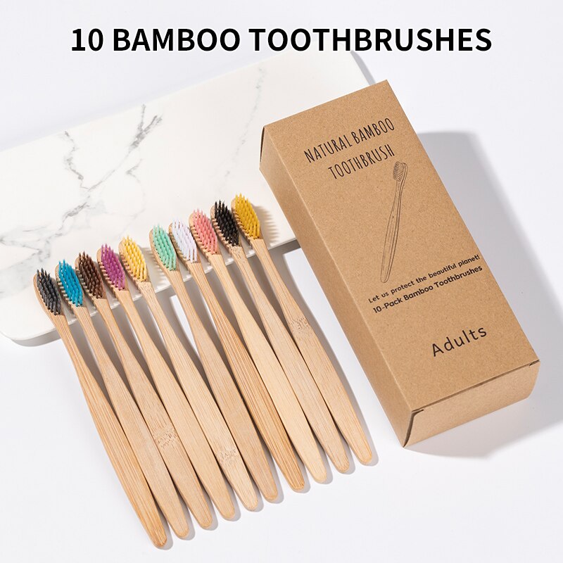 Bamboo Toothbrush - 대나무 칫솔 10개 세트 - 천연