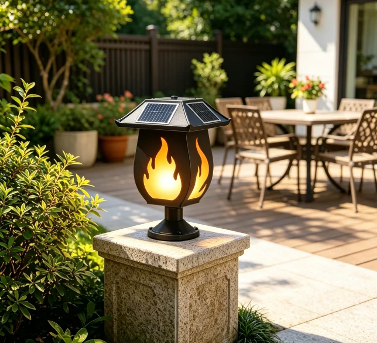 태양광 충전식 기둥형 조명, 모조 불꽃 효과, 실외용  - Solar Garden Light 리뷰 및 가격