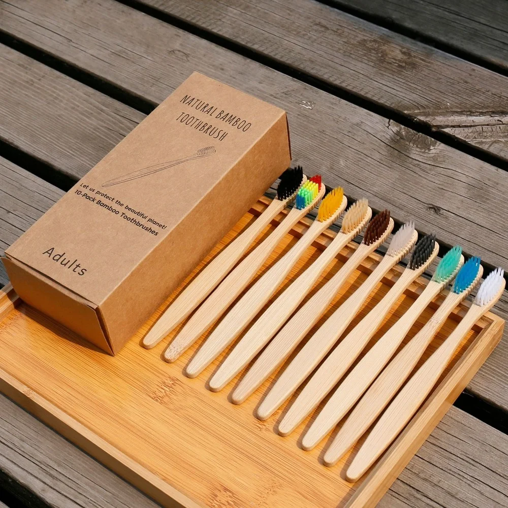 10PCS 다채로운 칫솔 천연 대나무 칫솔 세트 부드러 - Bamboo Toothbrush 리뷰 및 가격