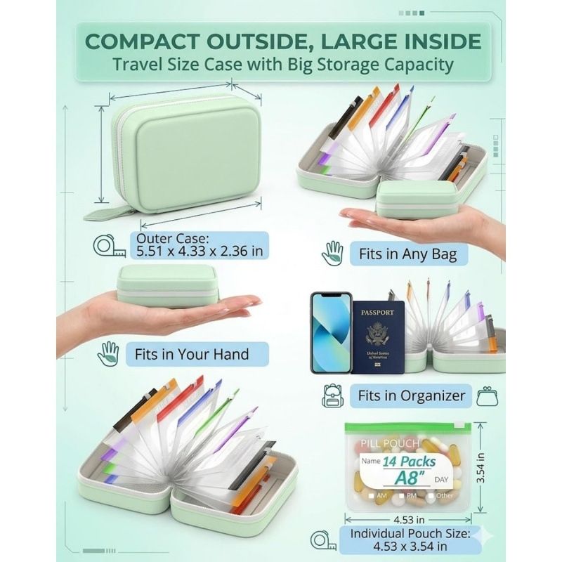 7/14 주간용 약통, 방수 기능, A8 사이즈, 하루 - Reusable Bag 리뷰 및 가격