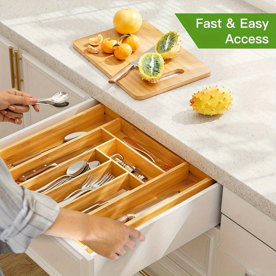 대나무 소재의 서랍 정리함, 확장 가능한 C형 디자인, - Bamboo Cutlery 리뷰 및 가격
